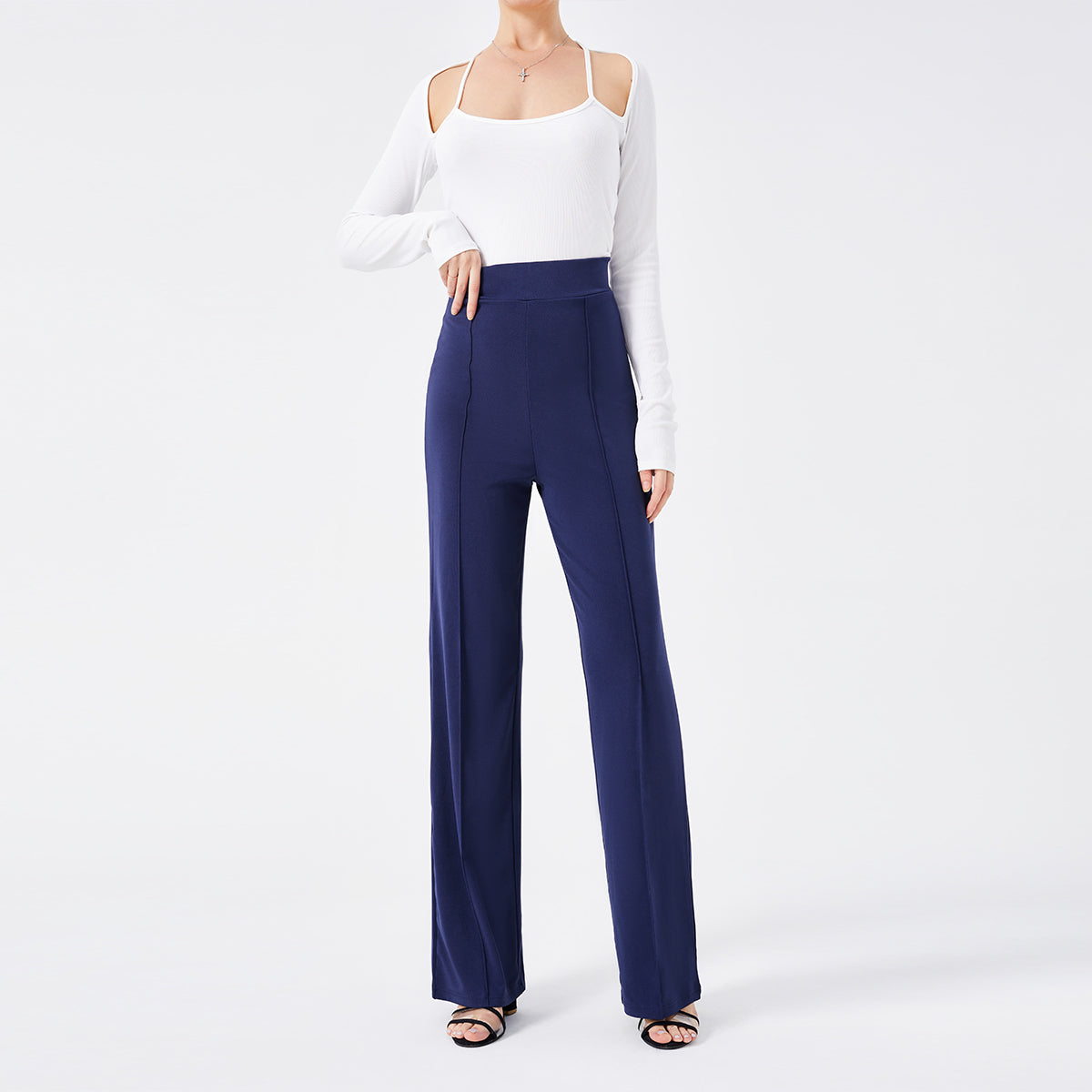 High-Waisted Slim Solid Color Women's Flared Pants