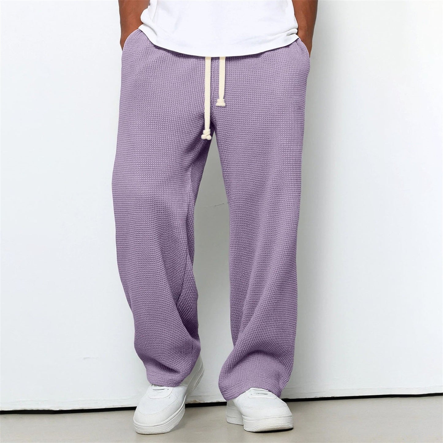 Men's Athleisure Straight-Leg Honeycomb Knit Pants – Comfortable Fit