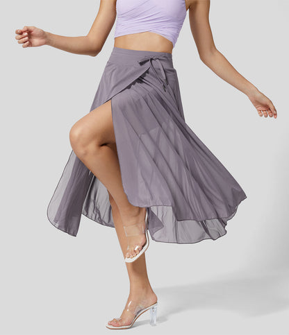 Gonna Midi Donna 2-in-1 con Tasca Laterale Nascosta e Vita Elasticizzata