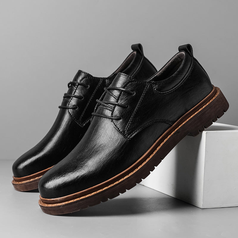 Herresko med lædereffekt og rund tå – elegante sko med gummisål
