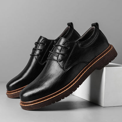 Herresko med lædereffekt og rund tå – elegante sko med gummisål