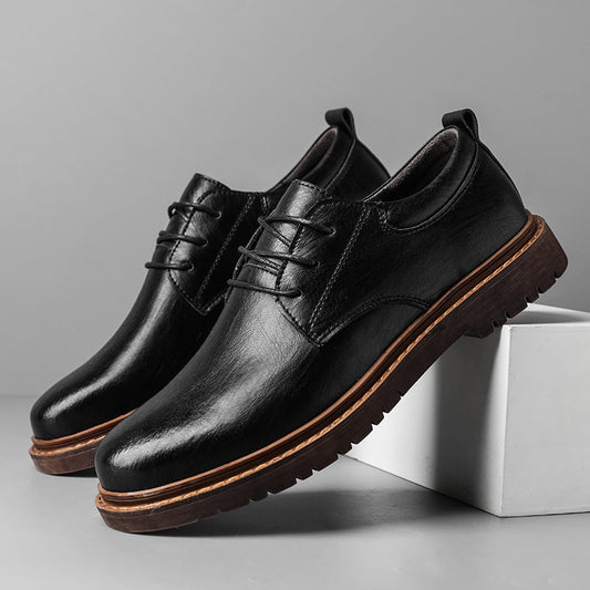 Zapatos de hombre efecto piel con punta redonda – zapatos elegantes con suela de goma
