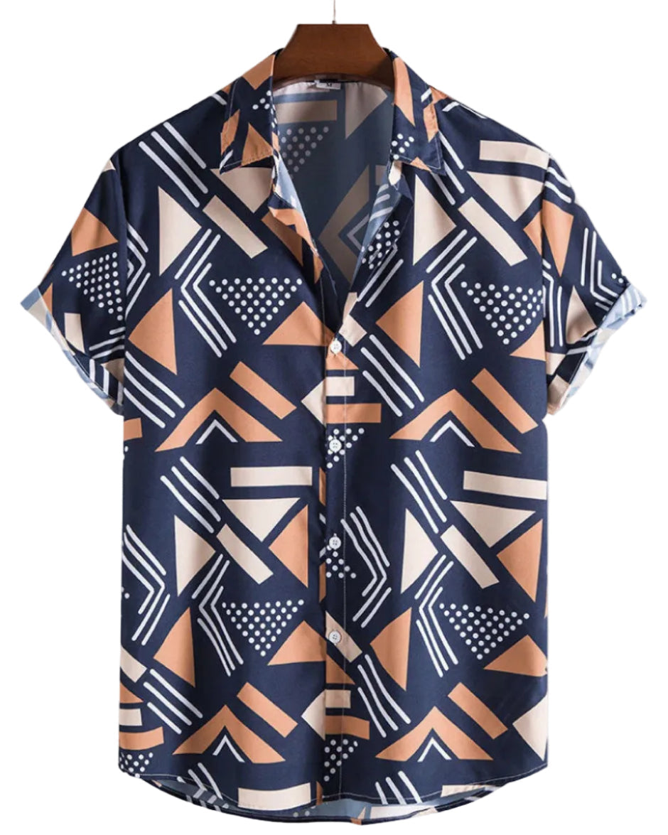 Camicia Uomo a Maniche Corte con Stampa Floreale e Bottoni – Leggera e Comoda