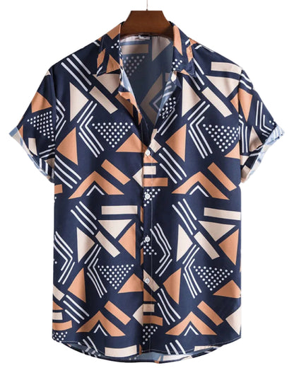 Camicia Uomo a Maniche Corte con Stampa Floreale e Bottoni – Leggera e Comoda