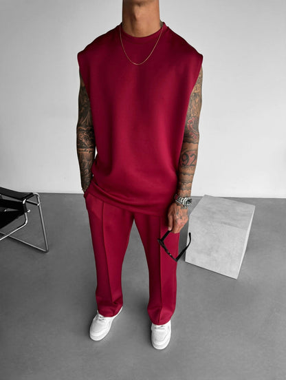 Men's Lounge Set with Sleeveless Top and Tailored Pants