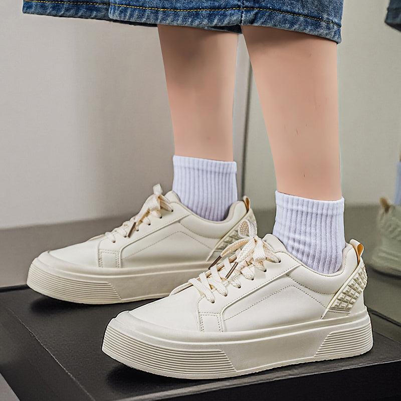 Zapatillas de skate con plataforma para hombre – Diseño con cordones – Aspecto de cuero