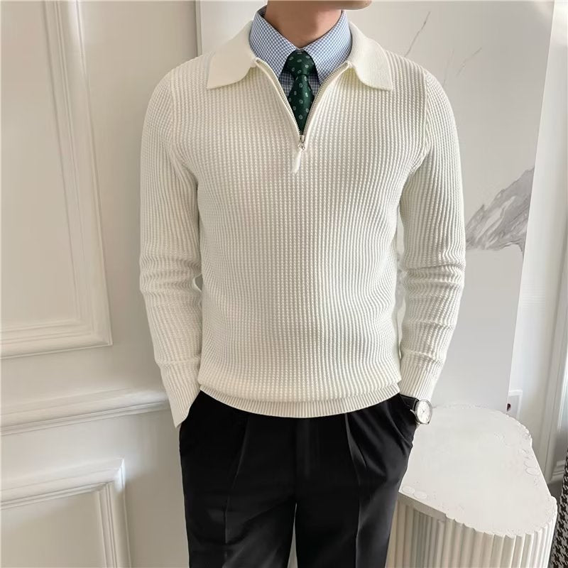 Men's Sweater Pullover with Loose Fit and Solid Color