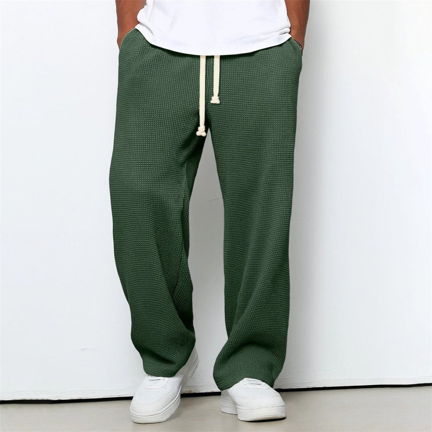 Men's Athleisure Straight-Leg Honeycomb Knit Pants – Comfortable Fit