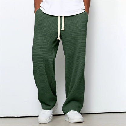Men's Athleisure Straight-Leg Honeycomb Knit Pants – Comfortable Fit