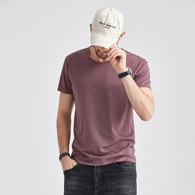 Men's Slim Fit Summer T-Shirt with Crew Neck and Quick Dry – Lightweight Solid Color T-Shirt