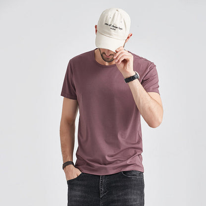 Men's Slim Fit Summer T-Shirt with Crew Neck and Quick Dry – Lightweight Solid Color T-Shirt