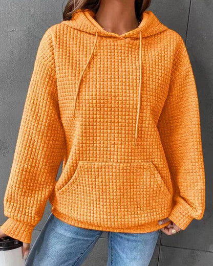 Dame Trøje med Hætte, Lange Ærmer og Ensfarvet