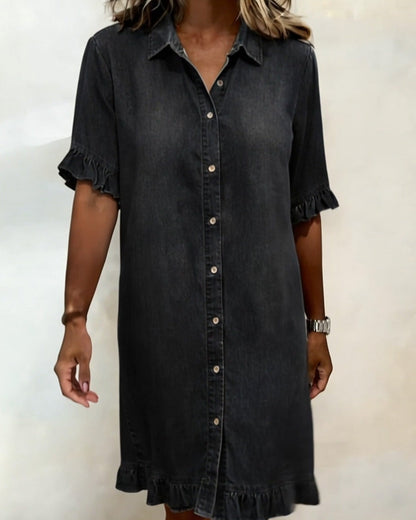 Women's Dress with Front Buttons and Comfortable Fit – Denim Style