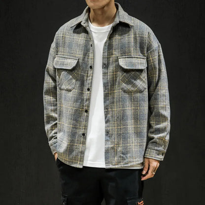 Giacca-Camicia Da Uomo A Quadri Con Motivo A Scacchi, Ideale Per La Stratificazione.