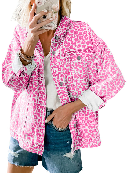 Women's Denim Coat with Long Sleeves, Bow, and Loose Fit