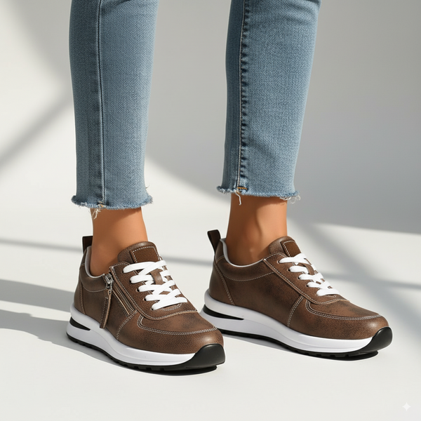Women's Platform Sneakers with Laces and Side Zipper – Supportive Sole