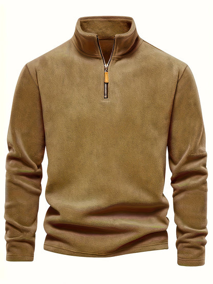 Maglia Uomo con Mezza Zip, Collo Alto e Maniche Lunghe – Comfort Quotidiano Versatile