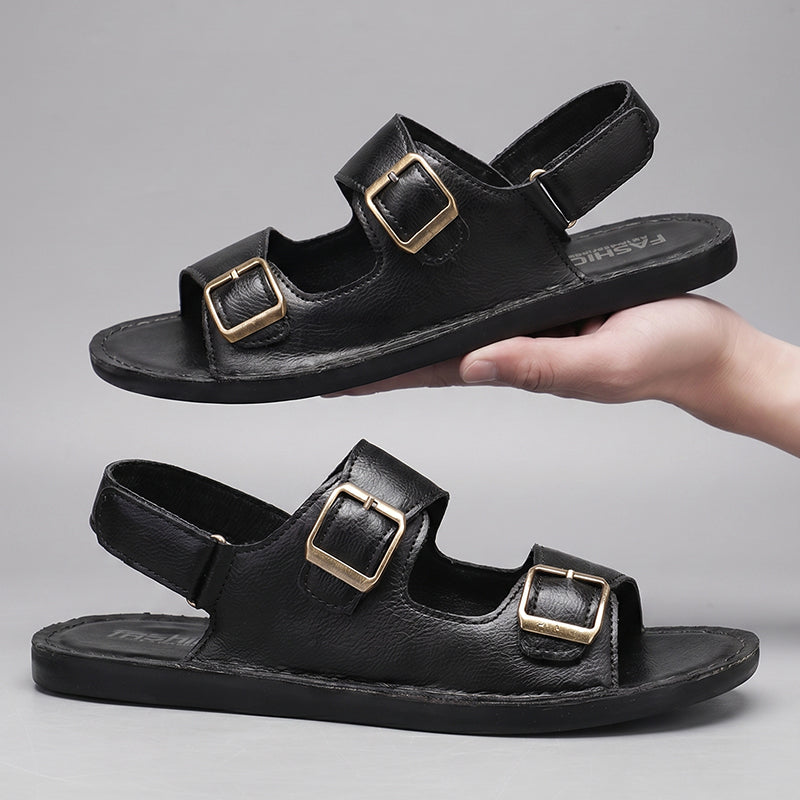 Reloj de hombre con doble correa y cierre de velcro – estilo piel