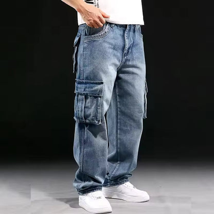 Jeans Cargo Uomo Taglio Largo con Tasche Utility Multiple – Design Funzionale