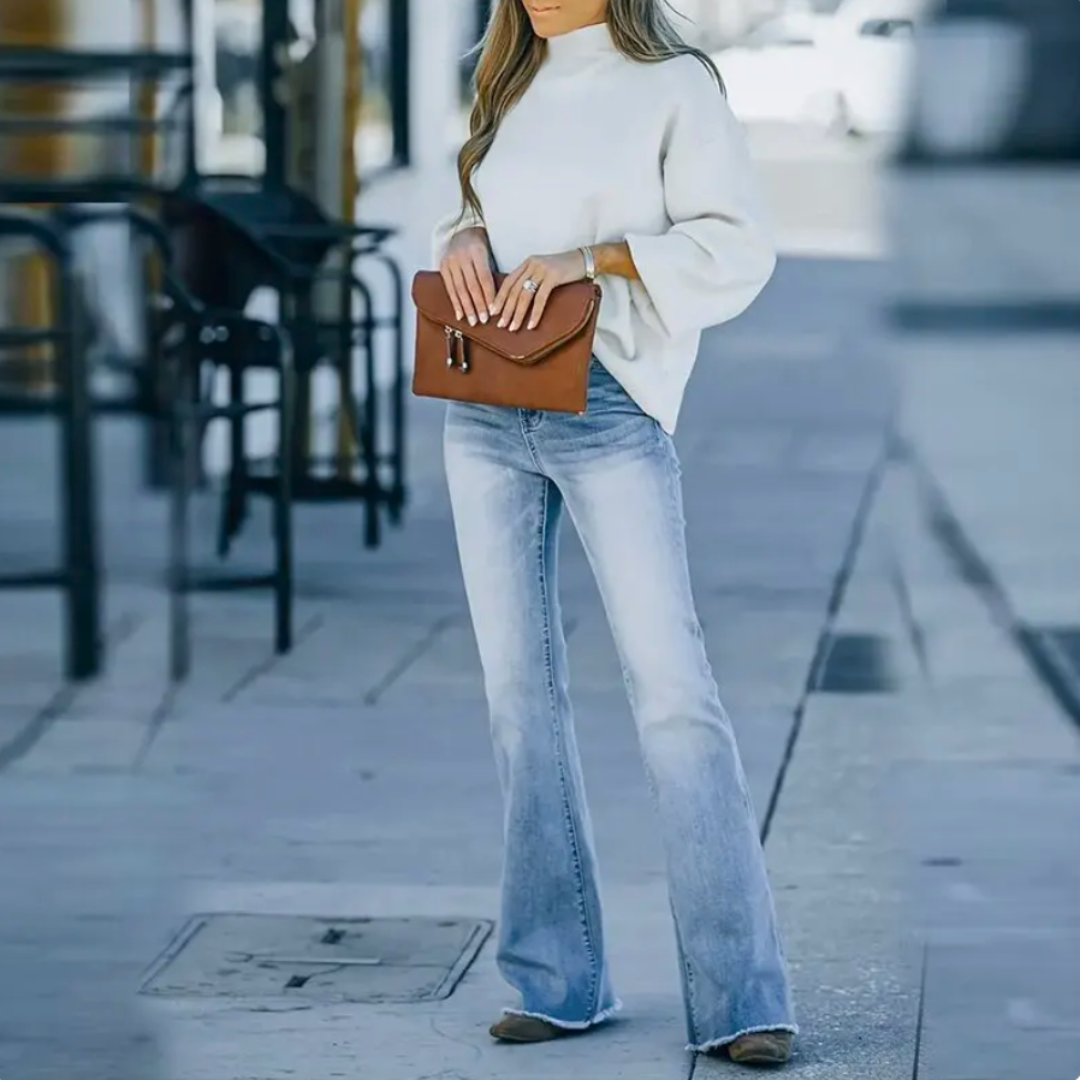 Jeans til kvinder med høj talje og let udvidelse