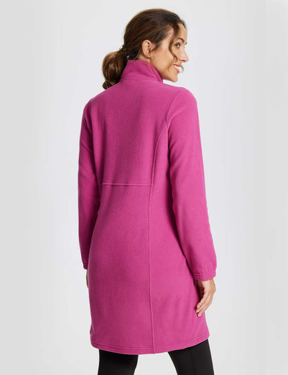 Abito Tunica Invernale da Donna con Mezza Zip, Collo Alto e Tasca Marsupio