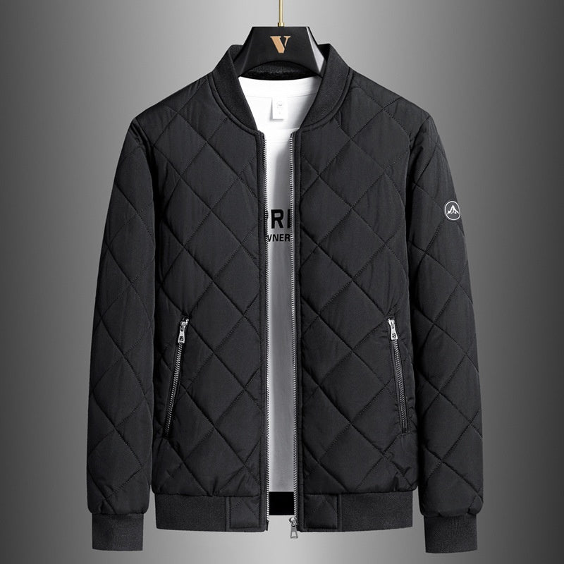 Men's Padded Winter Jacket Plus Sizes with Insulating Lining and High Collar