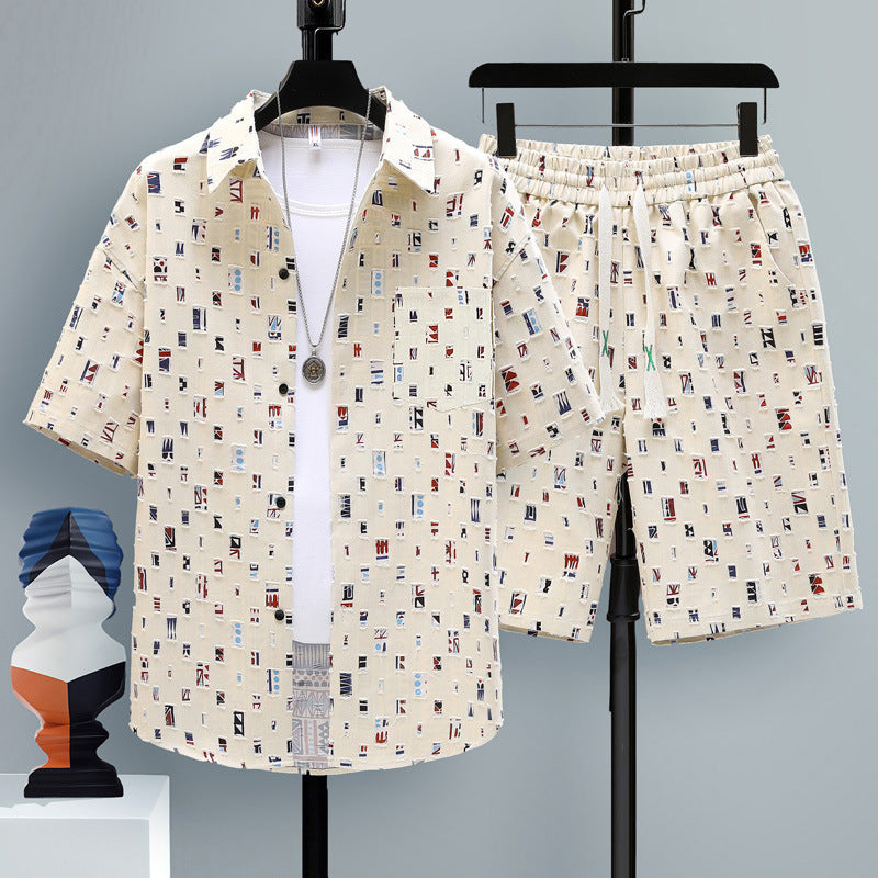 Men's Summer Two-Piece Set with Short-Sleeve T-Shirt and Shorts – Casual Sports Set