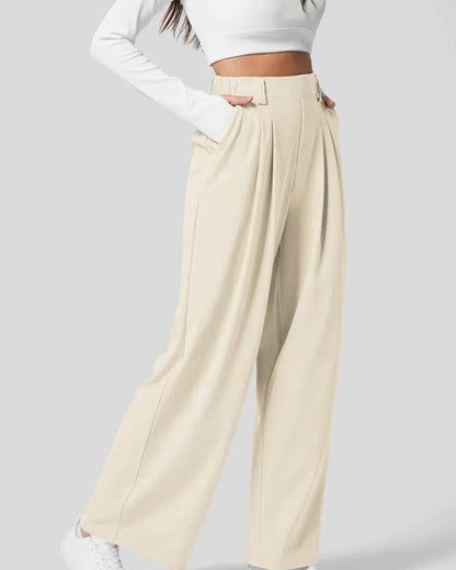 High-Waisted Women's Waffle Knit Wide-Leg Pants