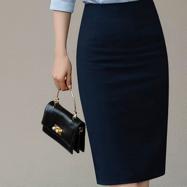 Women's Autumn/Winter Medium Length Skirt Over the Knee, Slim Fit with Velvet Padding