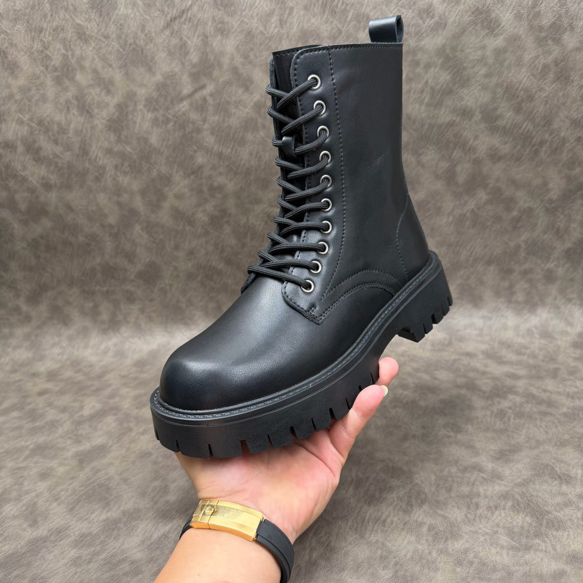 Botas de invierno para hombre de cuero sintético con suela gruesa y diseño aislante