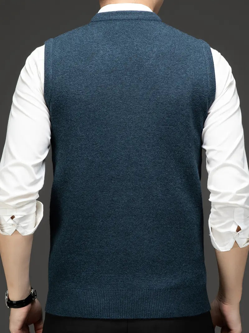 Chaleco para Hombre de Punto con Cuello en V Slim Fit
