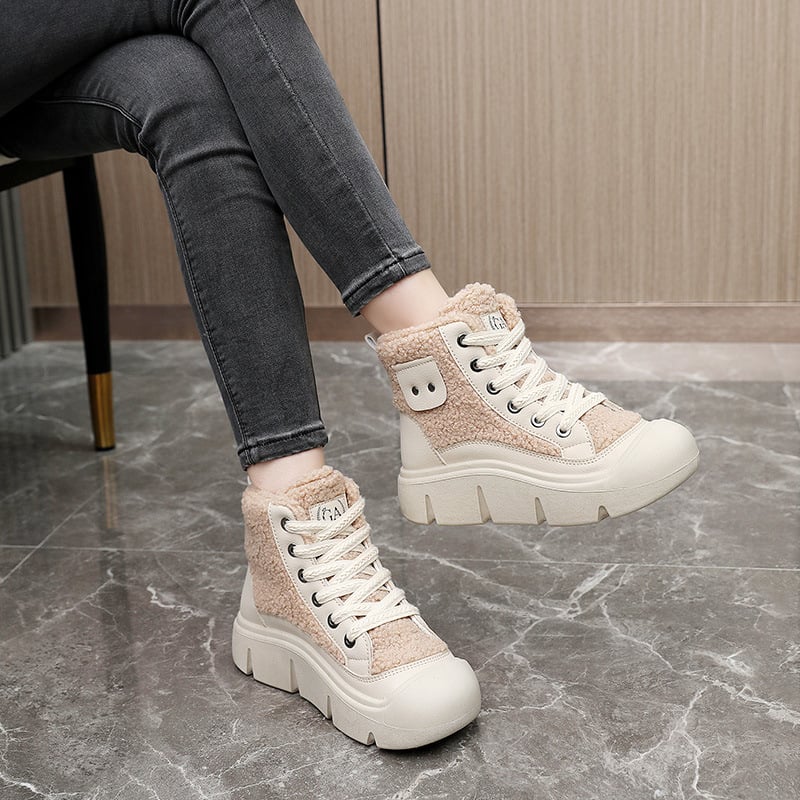 Sneakers Donna Invernali Alte con Lacci – Suola in Gomma Antiscivolo