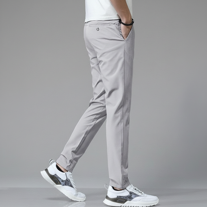 Pantaloni Uomo Affusolati con Vita Elasticizzata e Finitura Antipiega