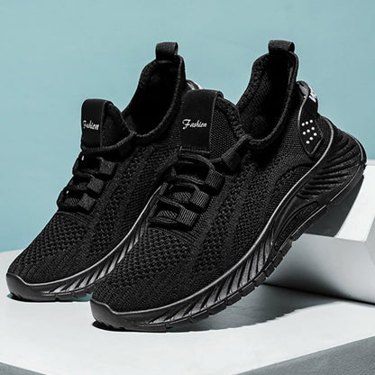 Løbesneakers til kvinder med snørebånd – åndbart mesh og PVC-sål