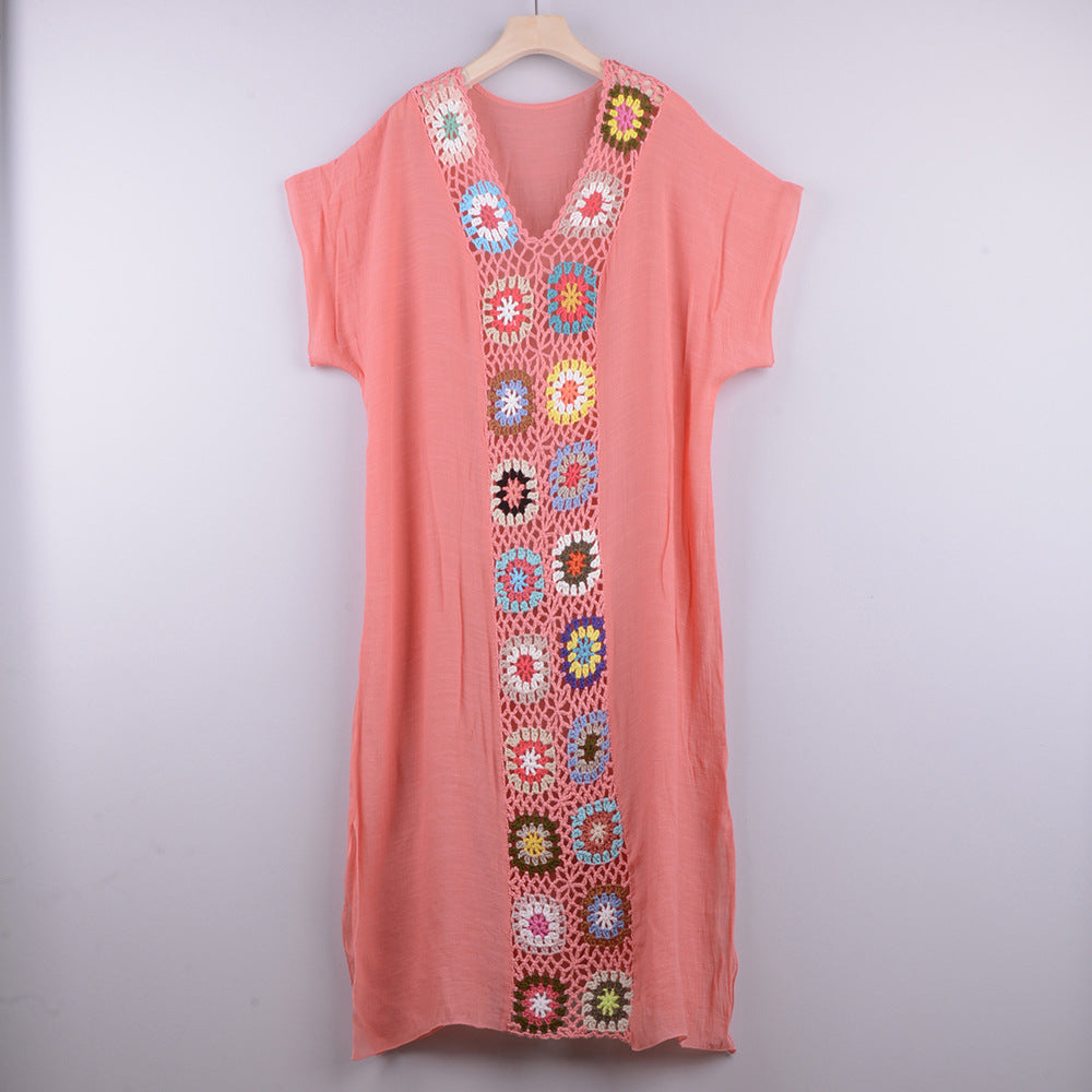 Copricostume Estivo Donna all’Uncinetto con Design a Contrasto