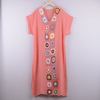 Copricostume Estivo Donna all’Uncinetto con Design a Contrasto