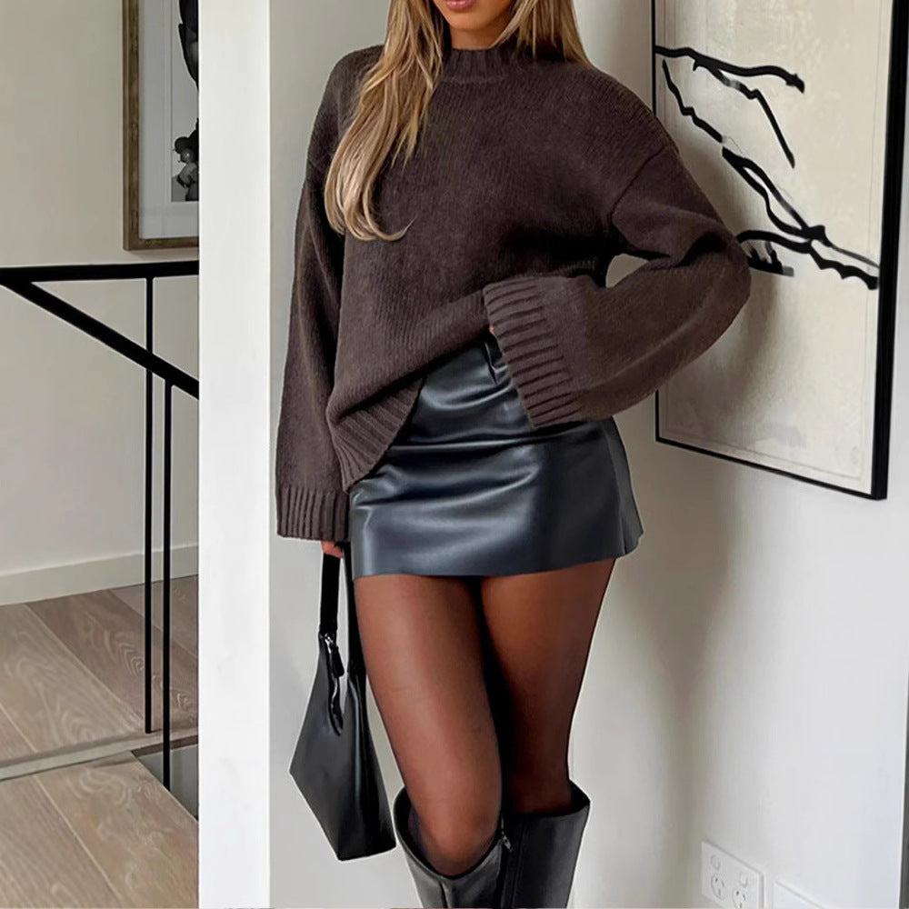 Women's Long Sleeve Sweater Pullover with Loose Fit