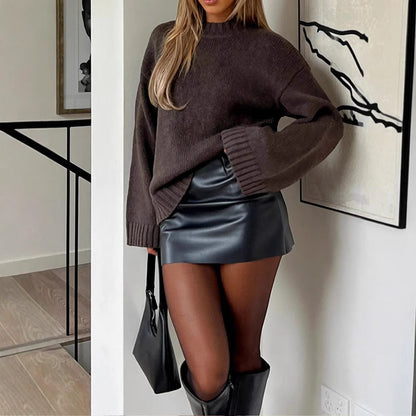 Women's Long Sleeve Sweater Pullover with Loose Fit