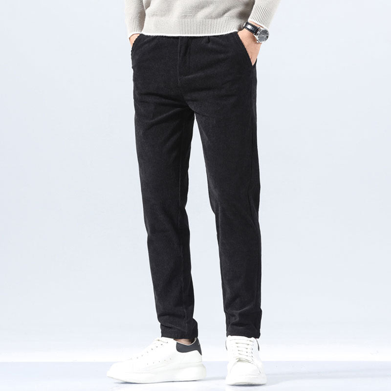 Pantaloni Uomo Dritti Slim Fit Vita Media – Design Strutturato – Velluto Style