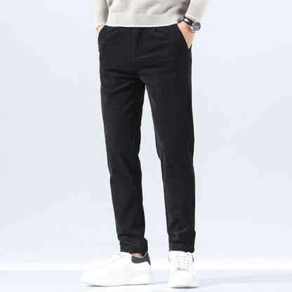 Pantaloni Uomo Dritti Slim Fit Vita Media – Design Strutturato – Velluto Style