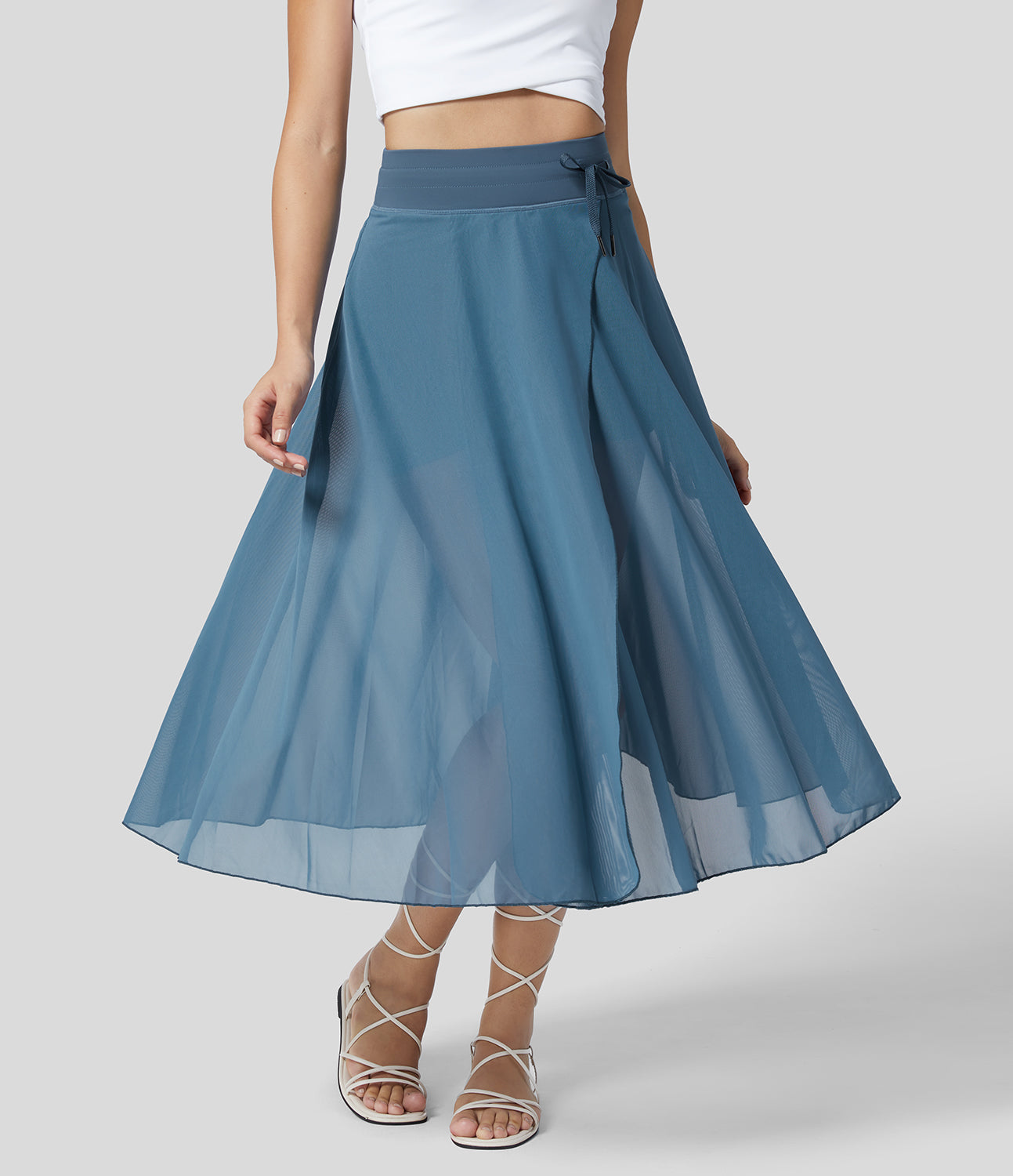 Gonna Midi Donna 2-in-1 con Tasca Laterale Nascosta e Vita Elasticizzata