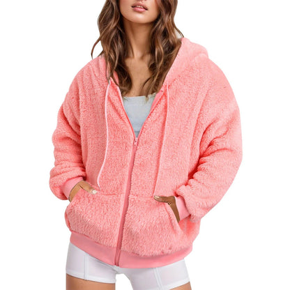 Sudadera larga otoñal para mujer con diseño de color liso