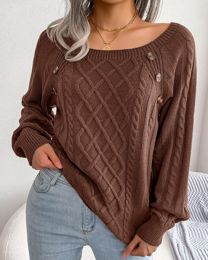 Jersey de mujer con escote cuadrado y corte holgado.