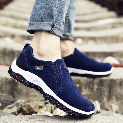 Men's Outdoor Slip-On Shoes with Suede Upper and Plastic Sole