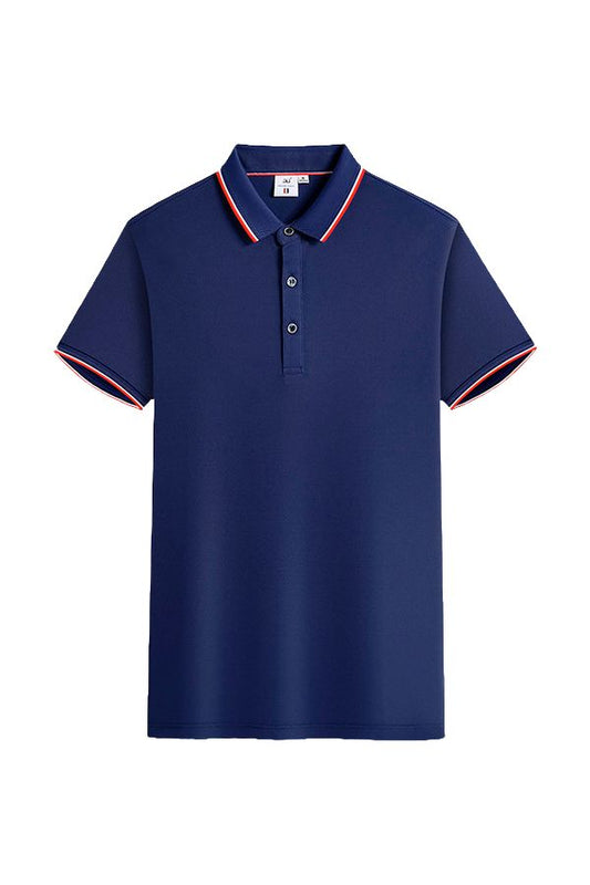 Polo Uomo Manica Corta con Colletto Jacquard – Misto Seta Ghiaccio e Cotone