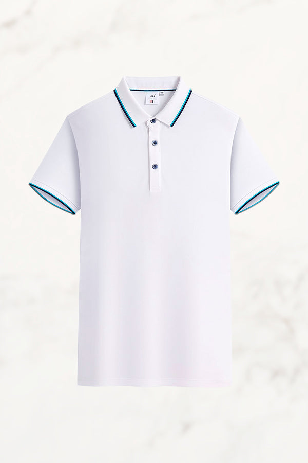 Polo Uomo Manica Corta con Colletto Jacquard – Misto Seta Ghiaccio e Cotone