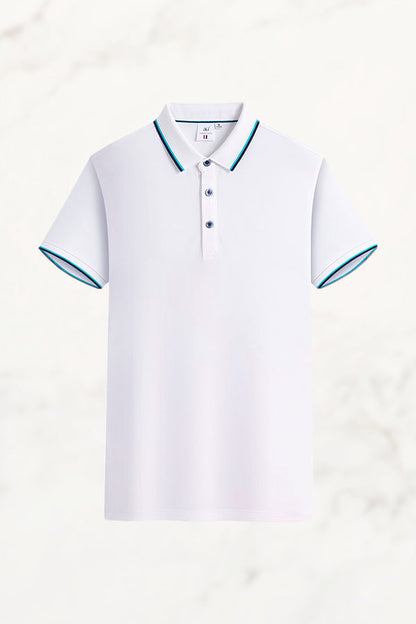 Polo Uomo Manica Corta con Colletto Jacquard – Misto Seta Ghiaccio e Cotone
