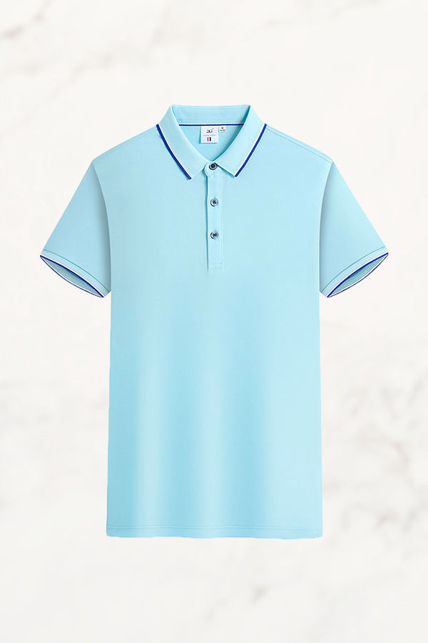 Polo Uomo Manica Corta con Colletto Jacquard – Misto Seta Ghiaccio e Cotone