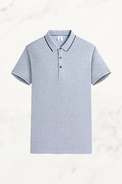 Polo Uomo Manica Corta con Colletto Jacquard – Misto Seta Ghiaccio e Cotone