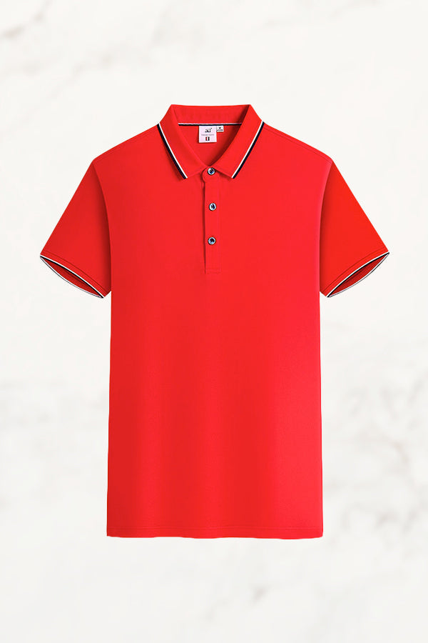 Polo Uomo Manica Corta con Colletto Jacquard – Misto Seta Ghiaccio e Cotone